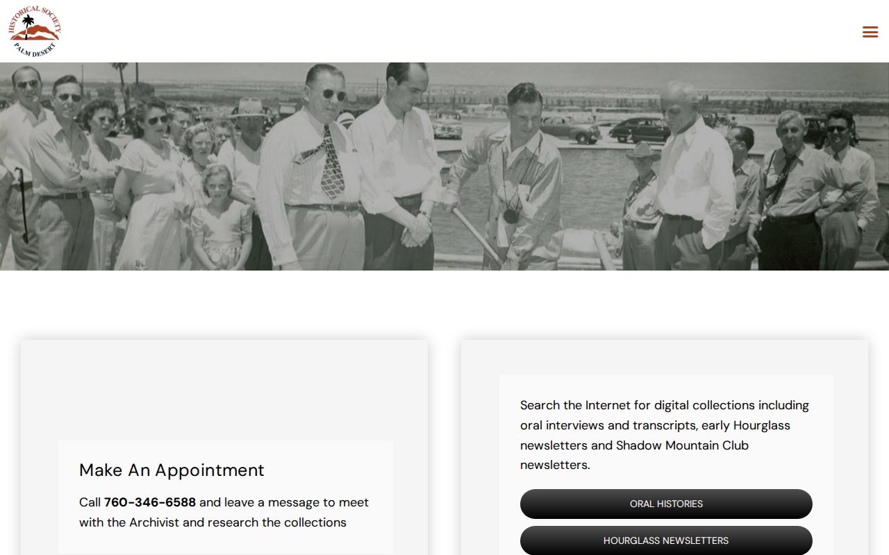 Palm Desert city directory Historical Society archive access