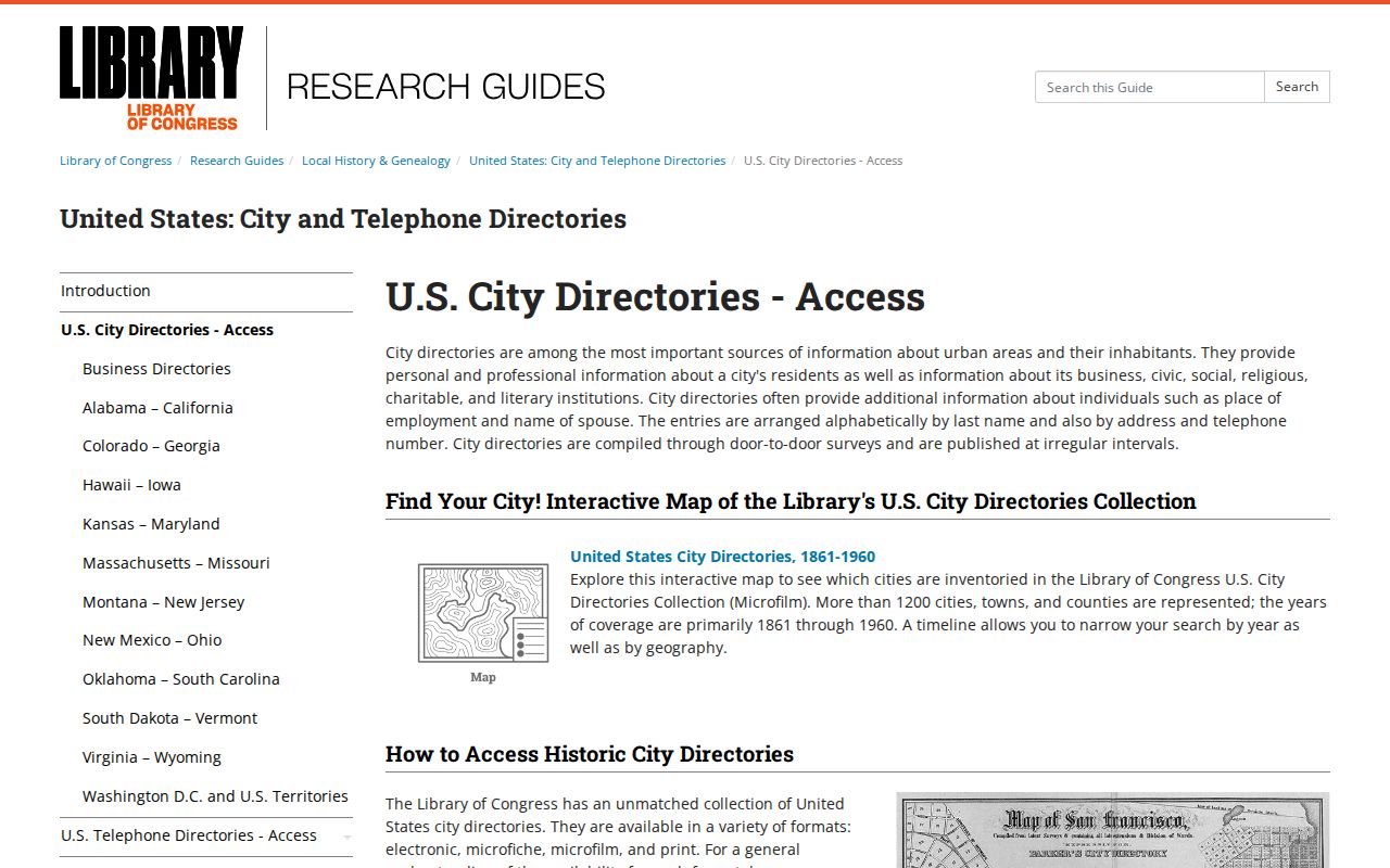 Palm Desert city directory guide to historical directory arrangement