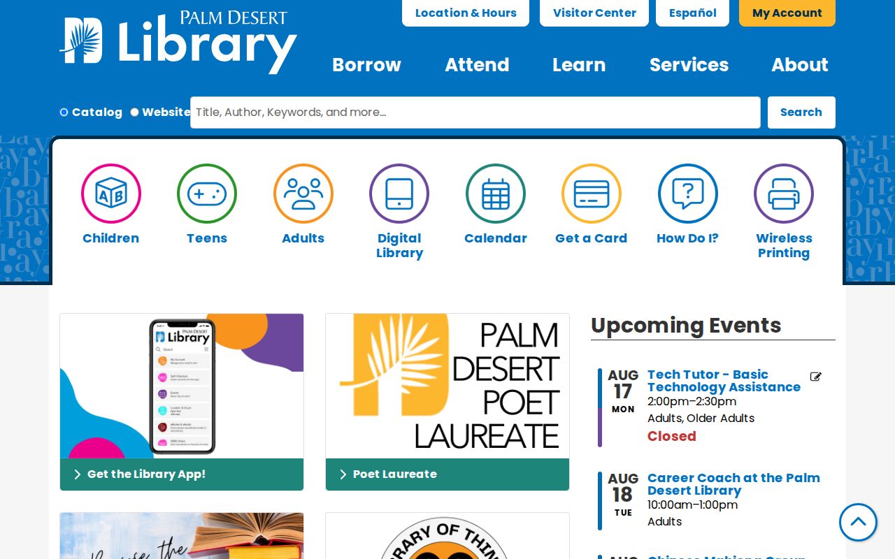 Palm Desert residents directory library catalog and local history
